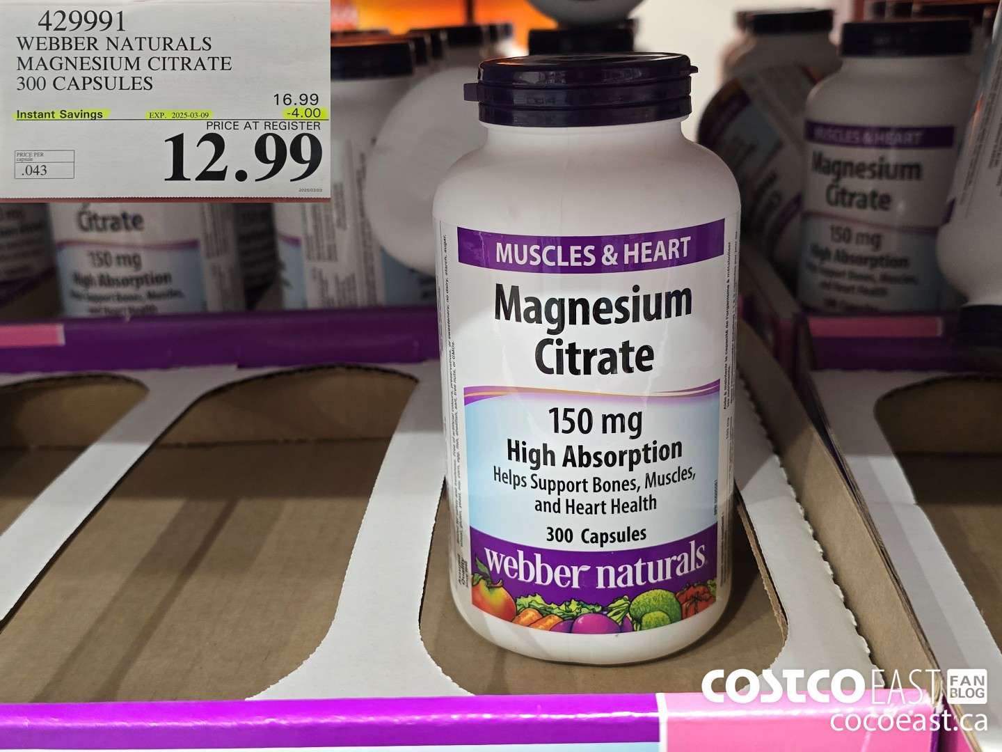 429991 WEBBER NATURALS MAGNESIUM CITRATE 300 CAPSULES ($4.00 INSTANT SAVINGS EXPIRES ON 2025-03-09) $12.99