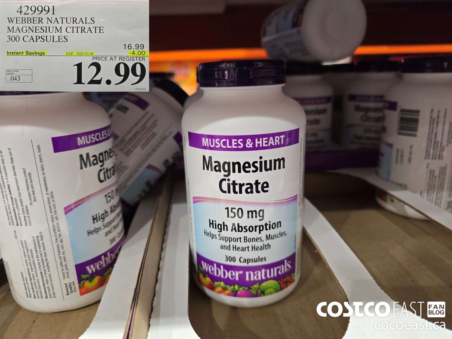 429991 WEBBER NATURALS MAGNESIUM CITRATE 300 CAPSULES ($4.00 INSTANT SAVINGS EXPIRES ON 2025-03-09) $12.99