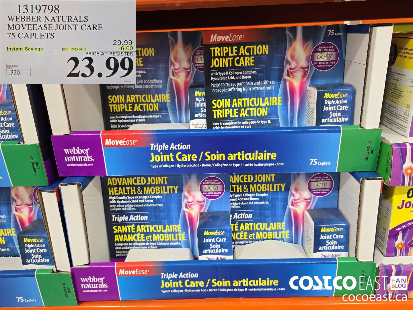 1319798 WEBBER NATURALS MOVEEASE JOINT CARE 75 CAPLETS ($6.00 INSTANT SAVINGS EXPIRES ON 2025-04-13) $23.99