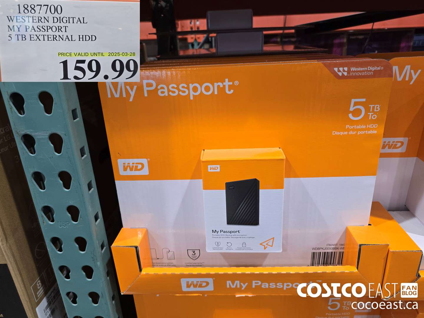 1887700 WESTERN DIGITAL MY PASSPORT 5TB HDD HARD DRIVE $159.99