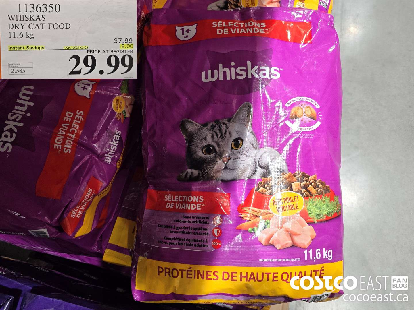 1136350 WHISKAS DRY CAT FOOD 11.6 kg ($8.00 INSTANT SAVINGS EXPIRES ON 2025-03-23) $29.99