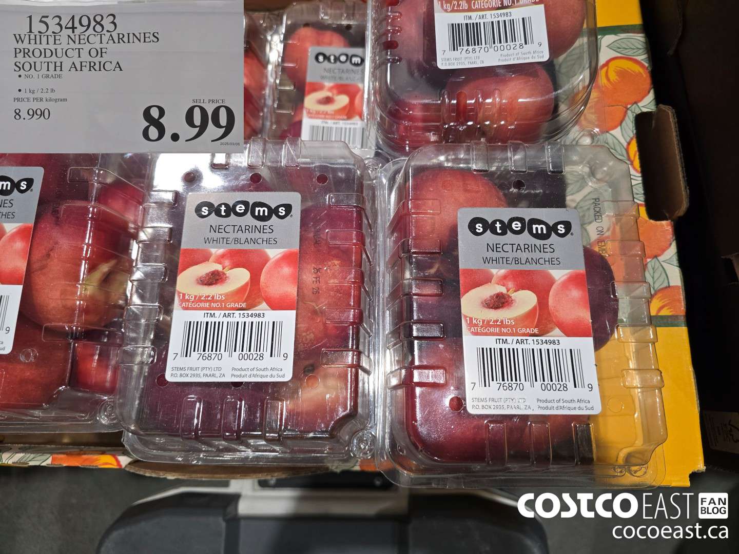 1534983 WHITE NECTARINES PRODUCT OF SOUTH AFRICA $8.99