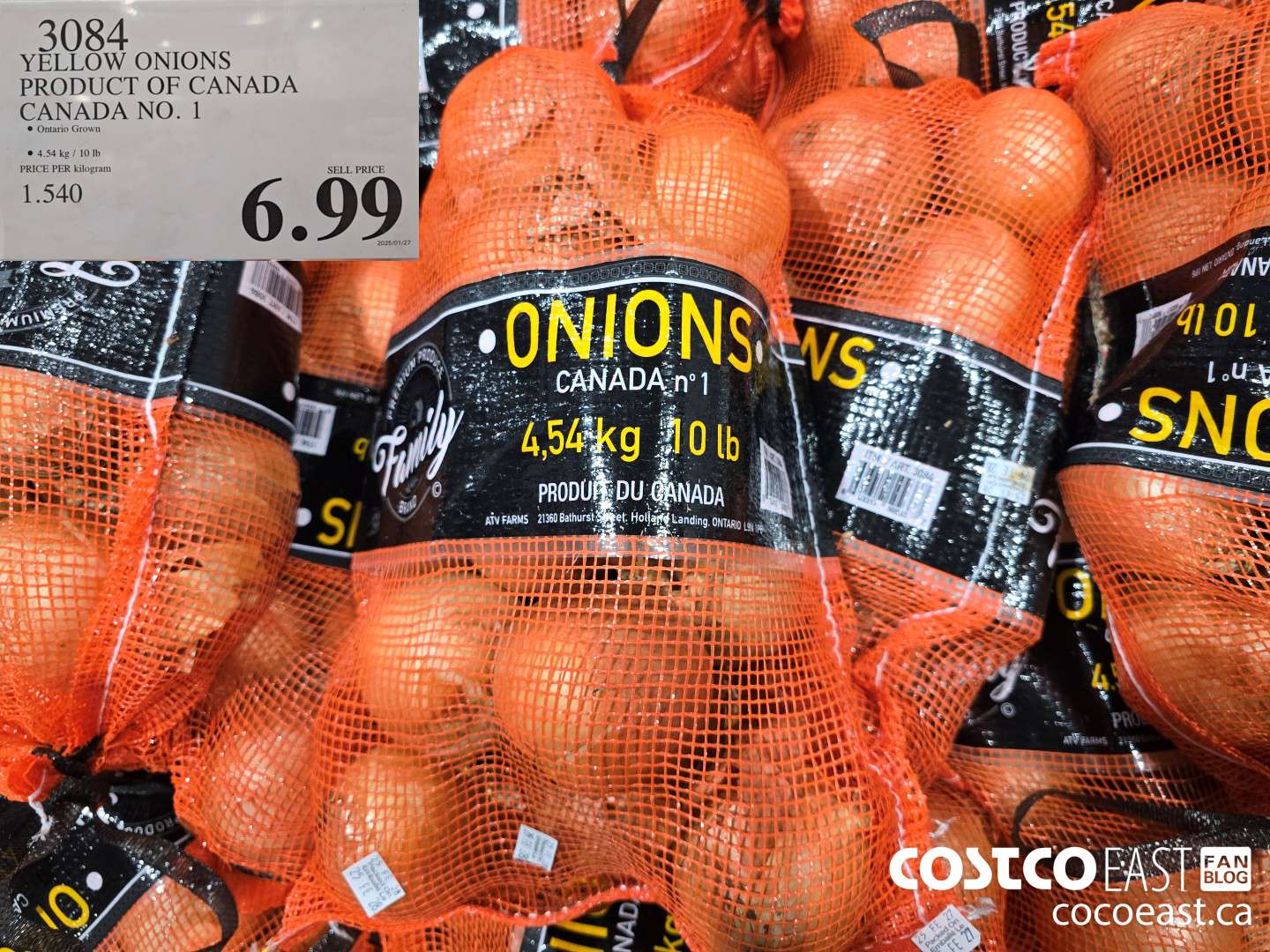 3084 YELLOW ONIONS PRODUCT OF CANADA CANADA NO. 1 $6.99