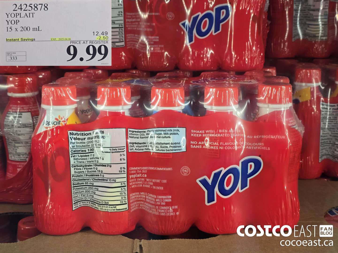 2425878 YOPLAIT YOP 15 x 200 ml ($2.50 INSTANT SAVINGS EXPIRES ON 2025-04-06) $9.99