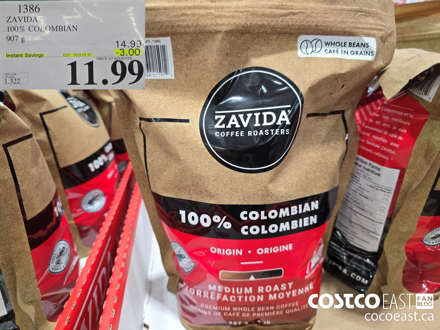 1386 ZAVIDA 100% COLOMBIAN 907 g ($3.00 INSTANT SAVINGS EXPIRES ON 2025-03-30) $11.99
