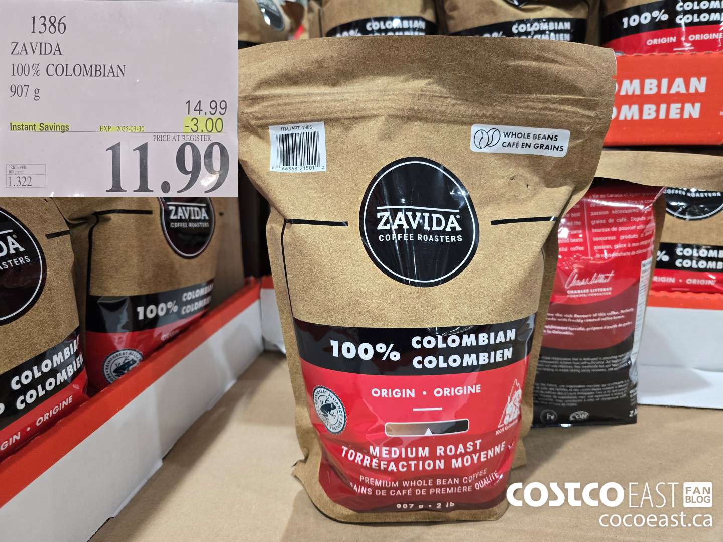 1386 ZAVIDA 100% COLOMBIAN 907 g ($3.00 INSTANT SAVINGS EXPIRES ON 2025-03-30) $11.99