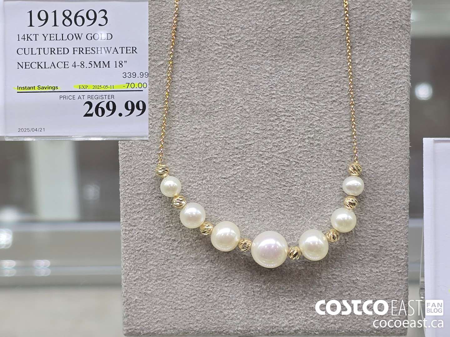 1918693 14KT YELLOW GO _D CULTURED FRESHWATER NECKLACE 4-8.5MM 18° ($70.00 INSTANT SAVINGS EXPIRES ON 2025-05-11) $269.99