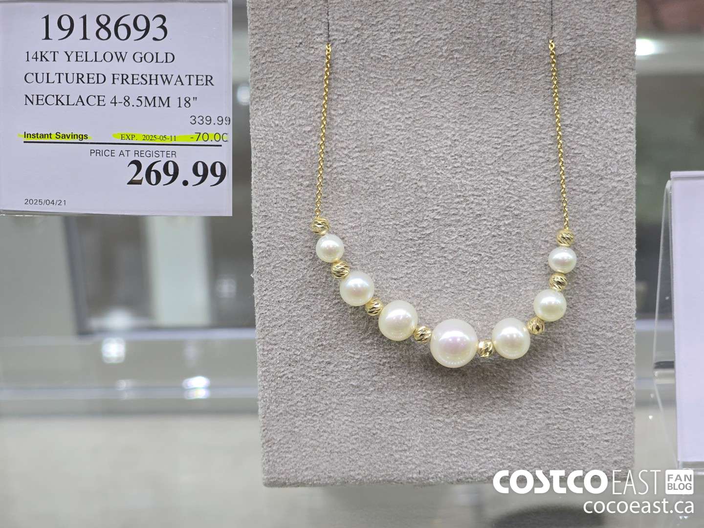 1918693 14KT YELLOW GO _D CULTURED FRESHWATER NECKLACE 4-8.5MM 18° ($70.00 INSTANT SAVINGS EXPIRES ON 2025-05-11) $269.99