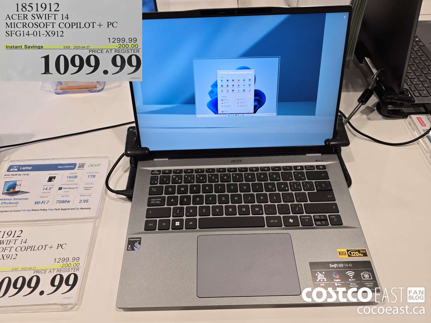 1851912 ACER SWIPT 14 MICROSOFT COPILOT + PC SFG14-01-X912 ($200.00 INSTANT SAVINGS EXPIRES ON 2025-04-27) $1099.99