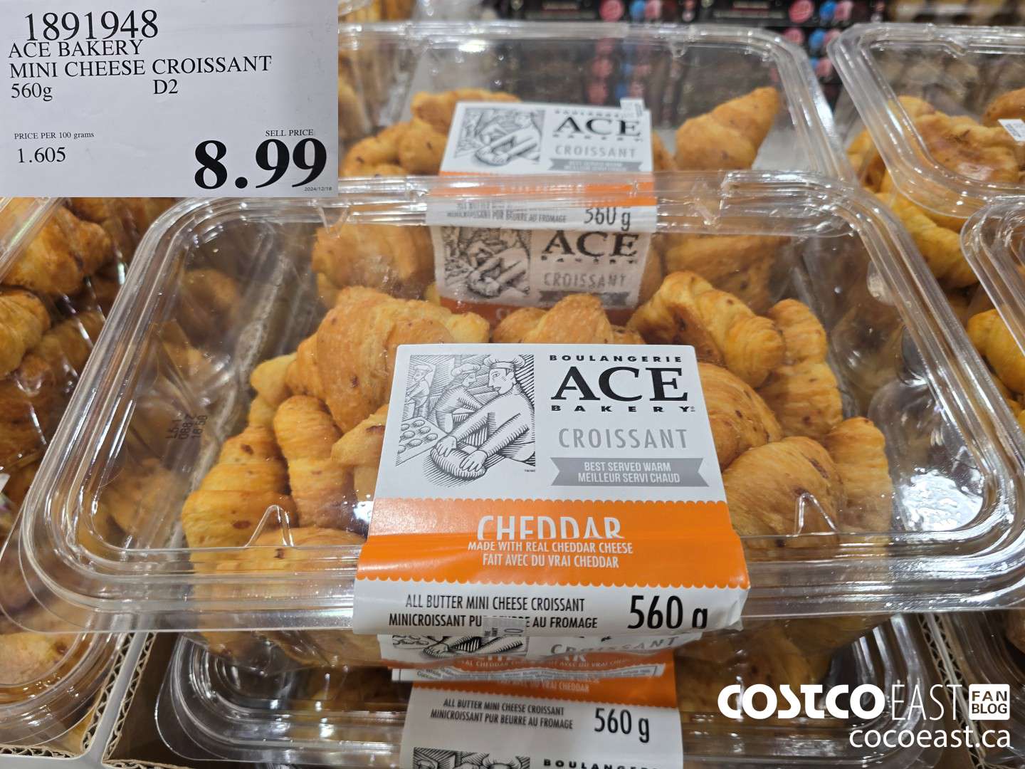 1891948 ACE BAKERY MINI CHEESE CROISSANT 560 G $8.99