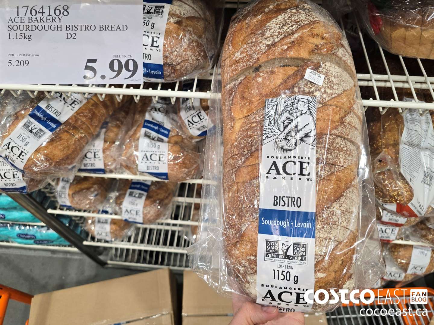 1764168 ACE BAKERY SOURDOUGH BISTRO BREAD 1.15 KG $5.99