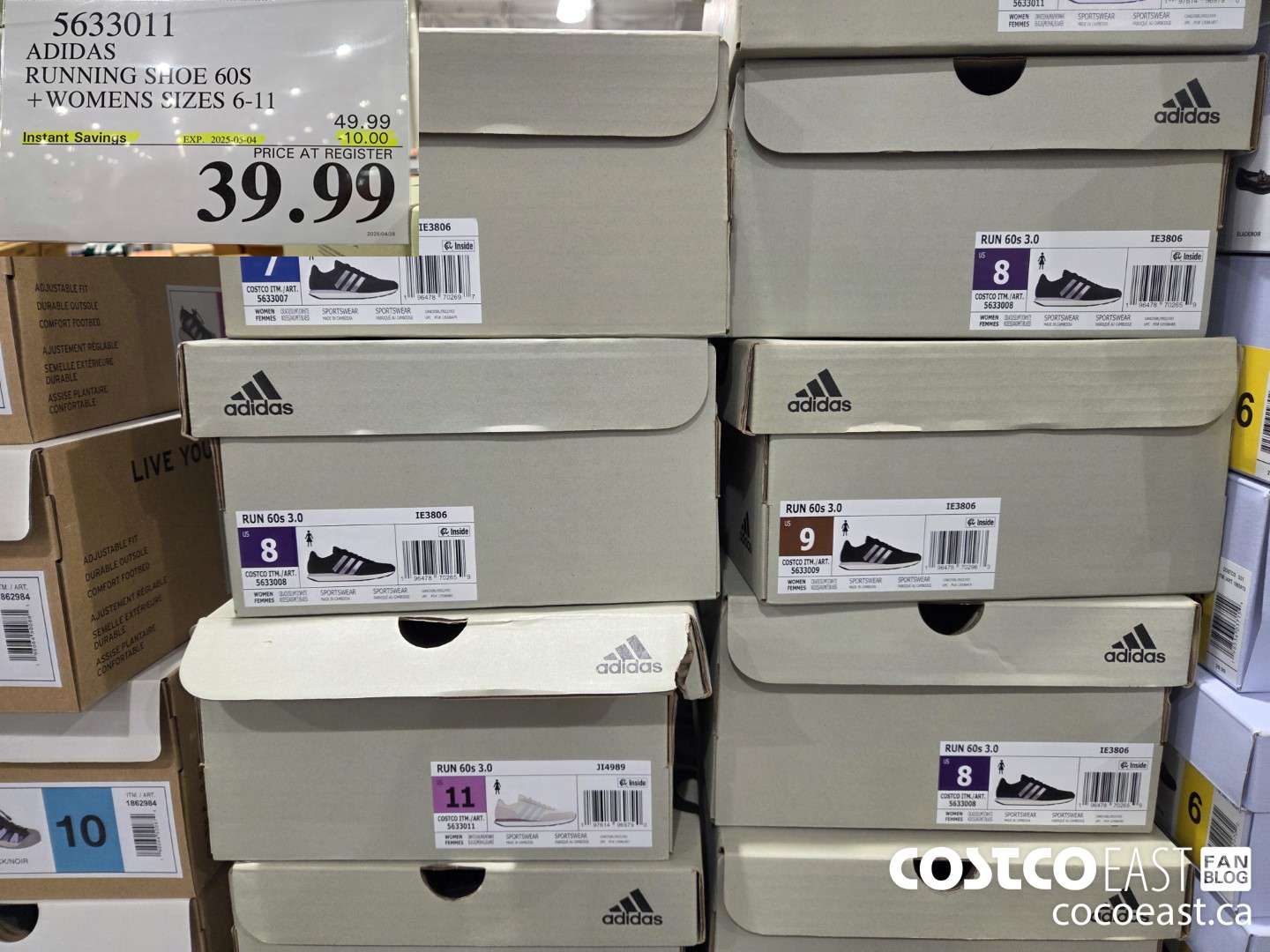 5633011 ADIDAS RUNNING SHOES WOMENS SIZES 6-11 ($10.00 INSTANT SAVINGS EXPIRES ON 2025-05-04) $39.99