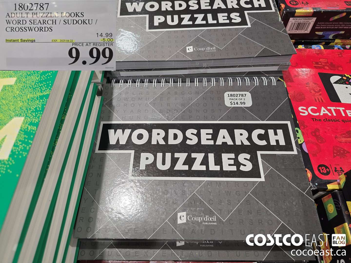 1802787 ADULT PUZZLE BOOKS WORD SEARCH / SUDOKU / CROSSWORDS 5.00 (EXPIRES ON 2025-04-22) $9.99