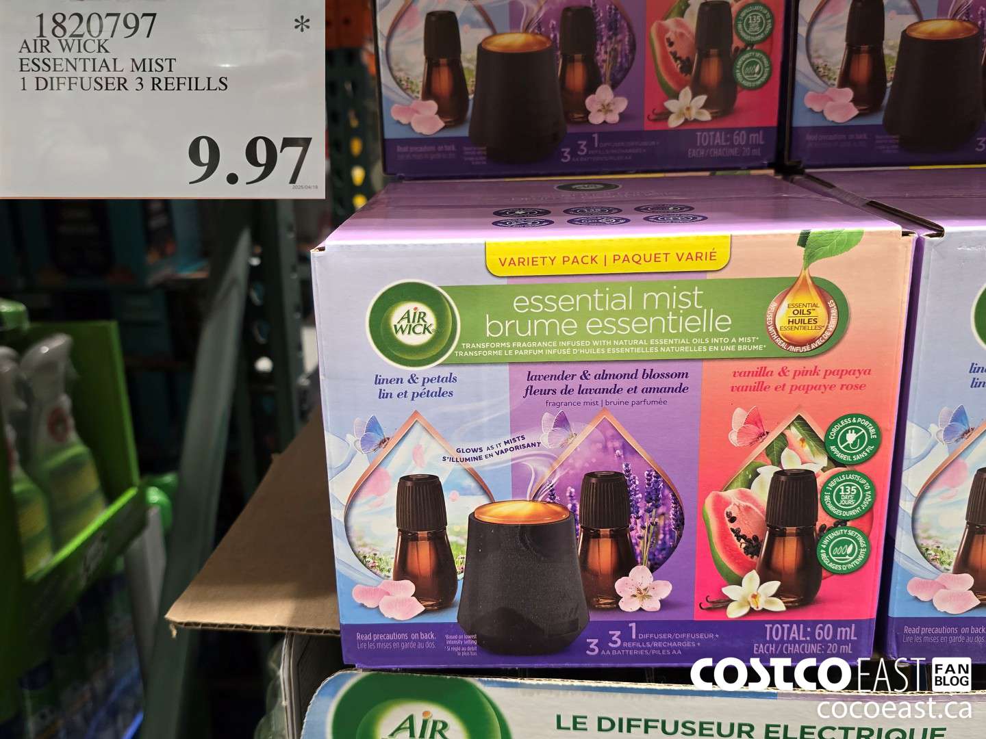 1820797 AIR WICK ESSENTIAL MIST 1 DIFFUSER 3 REFILLS $9.97