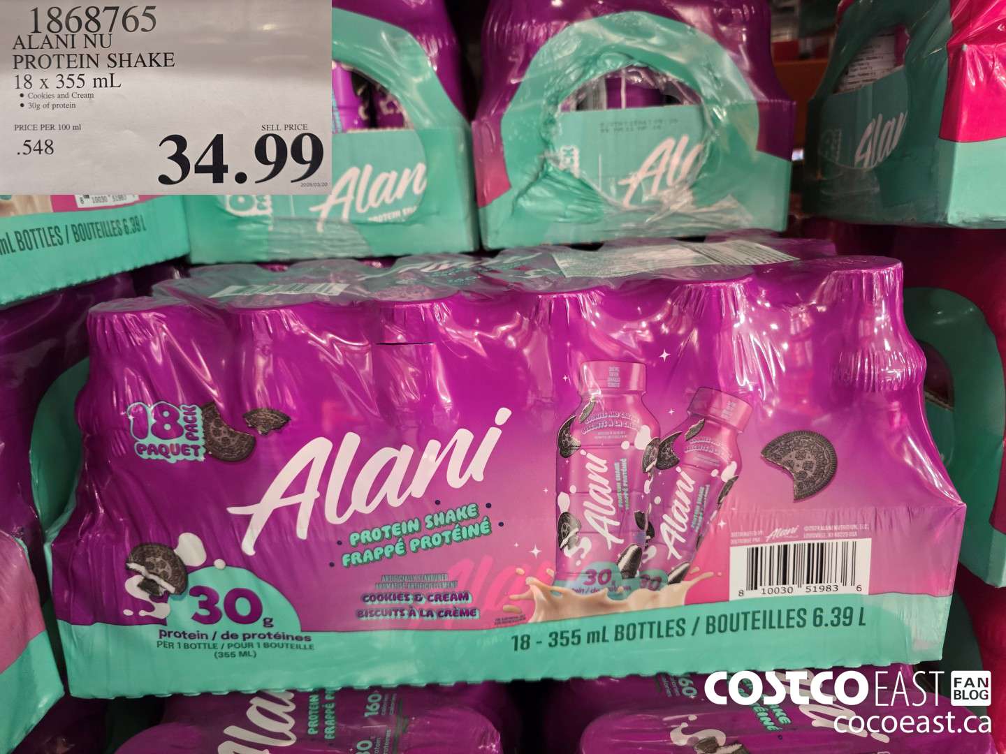 1868765 ALANI NU PROTEIN SHAKE 18 X 355 mL $34.99