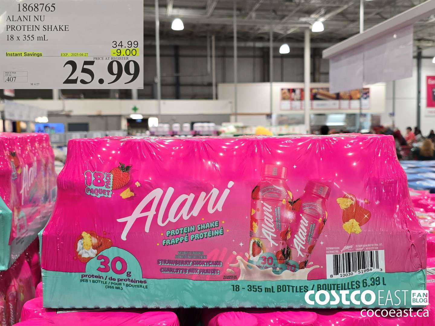 1868765 ALANI NU PROTEIN SHAKE 18 X 355 mL ($9.00 INSTANT SAVINGS EXPIRES ON 2025-04-27) $25.99