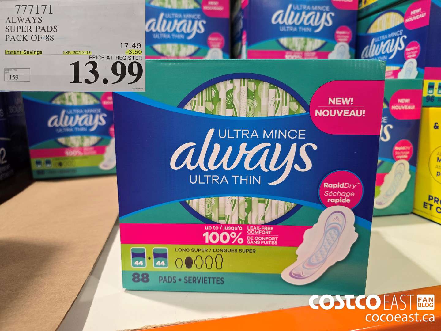 777171 ALWAYS SUPER PADS PACK OF 88 ($3.50 INSTANT SAVINGS EXPIRES ON 2025-04-13) $13.99