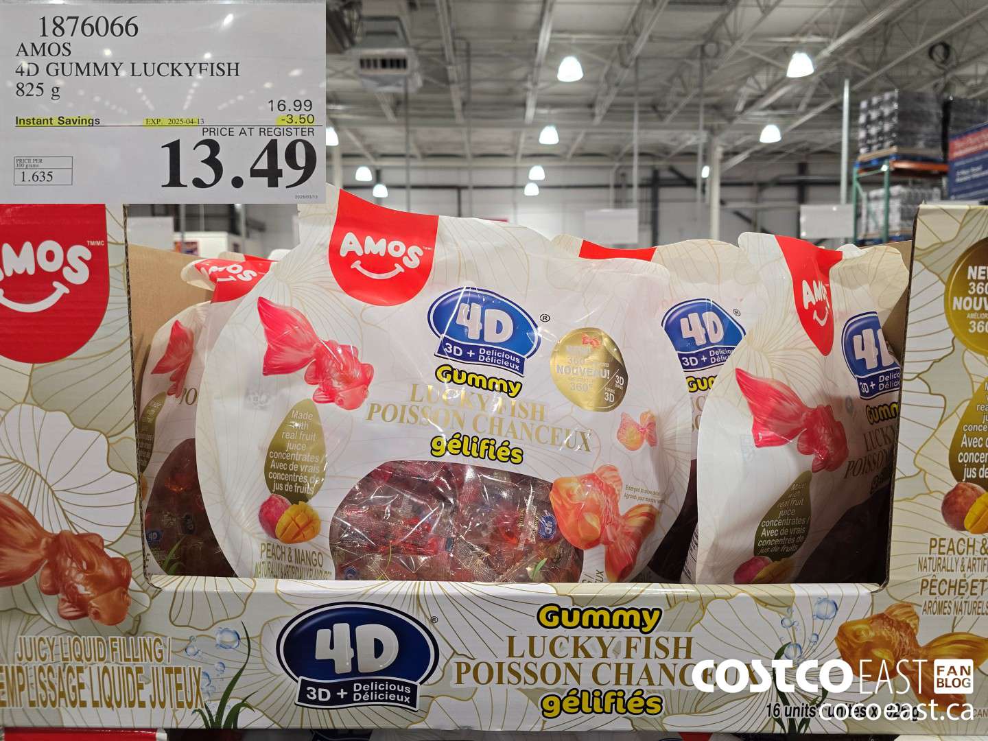 1876066 AMOS 4D GUMMY LUCKYFISH 825 g ($3.50 INSTANT SAVINGS EXPIRES ON 2025-04-13) $13.49