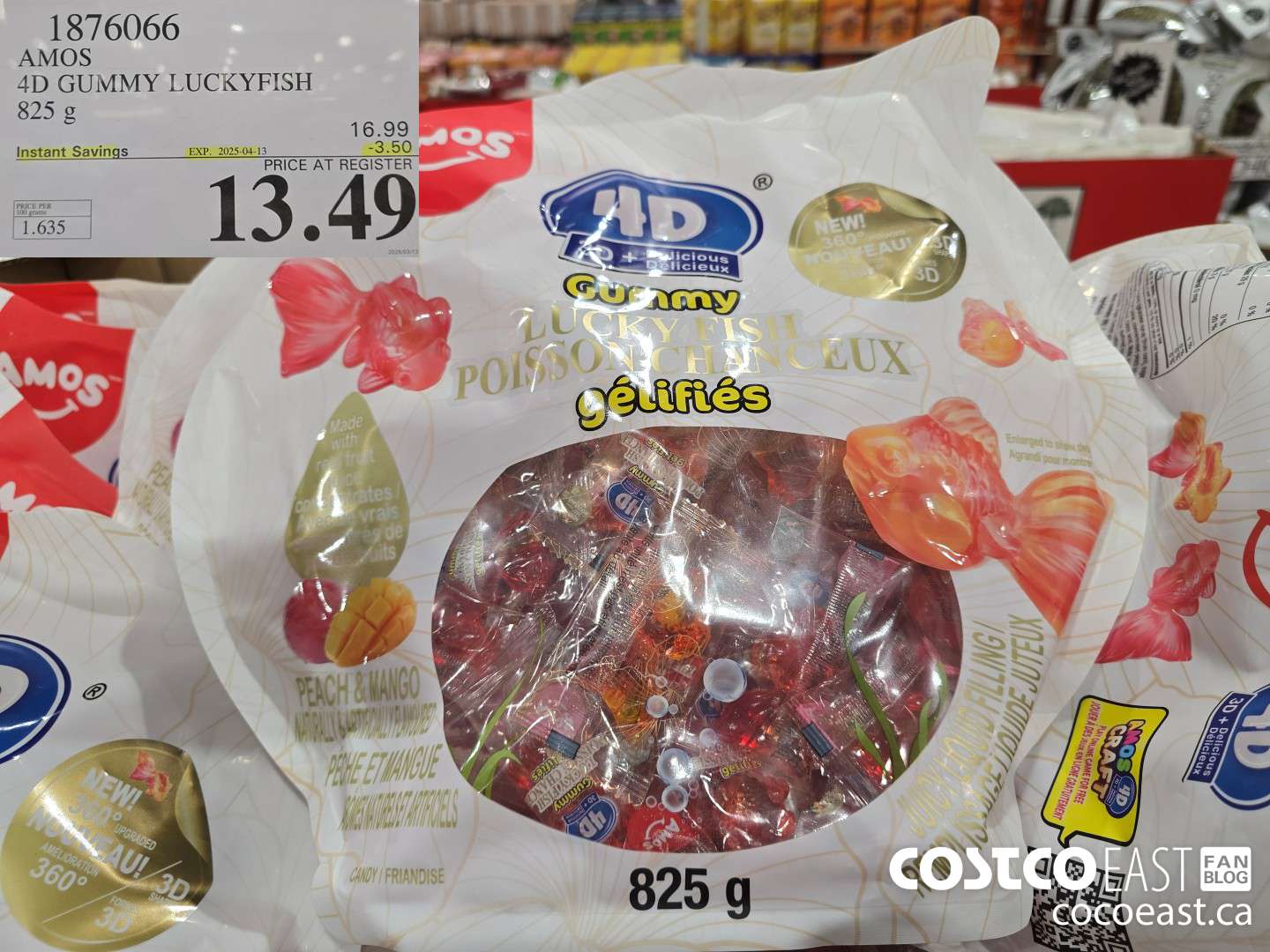 1876066 AMOS 4D GUMMY LUCKYFISH 825 g ($3.50 INSTANT SAVINGS EXPIRES ON 2025-04-13) $13.49
