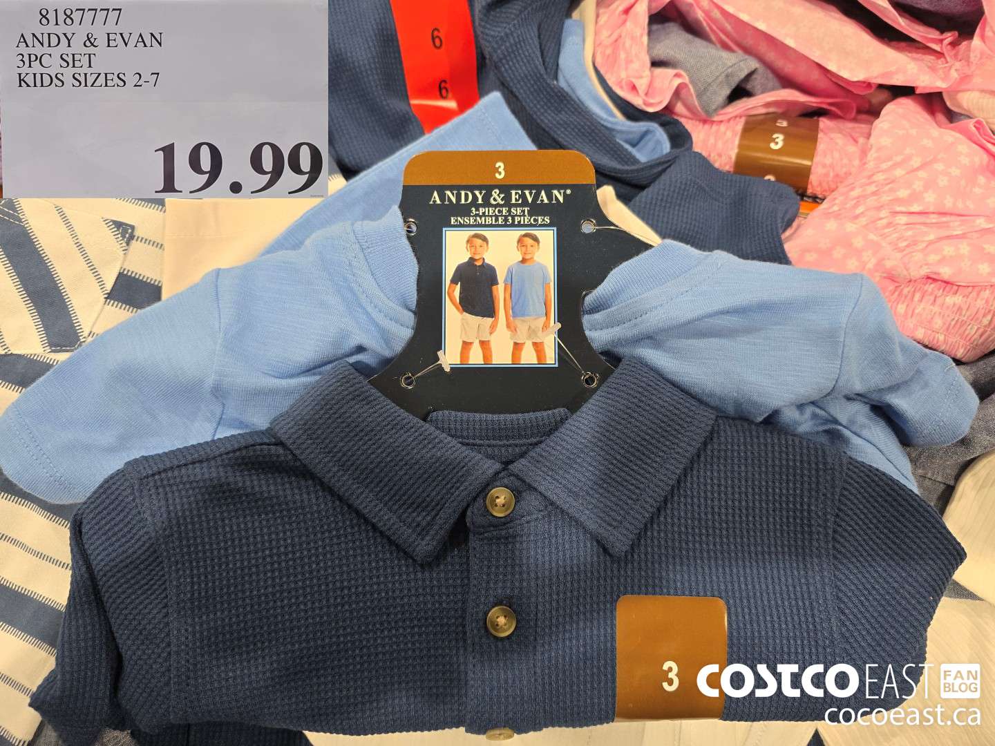 8187777 ANDY & EVAN 3PC SET KIDS SIZES 2-7 $19.99