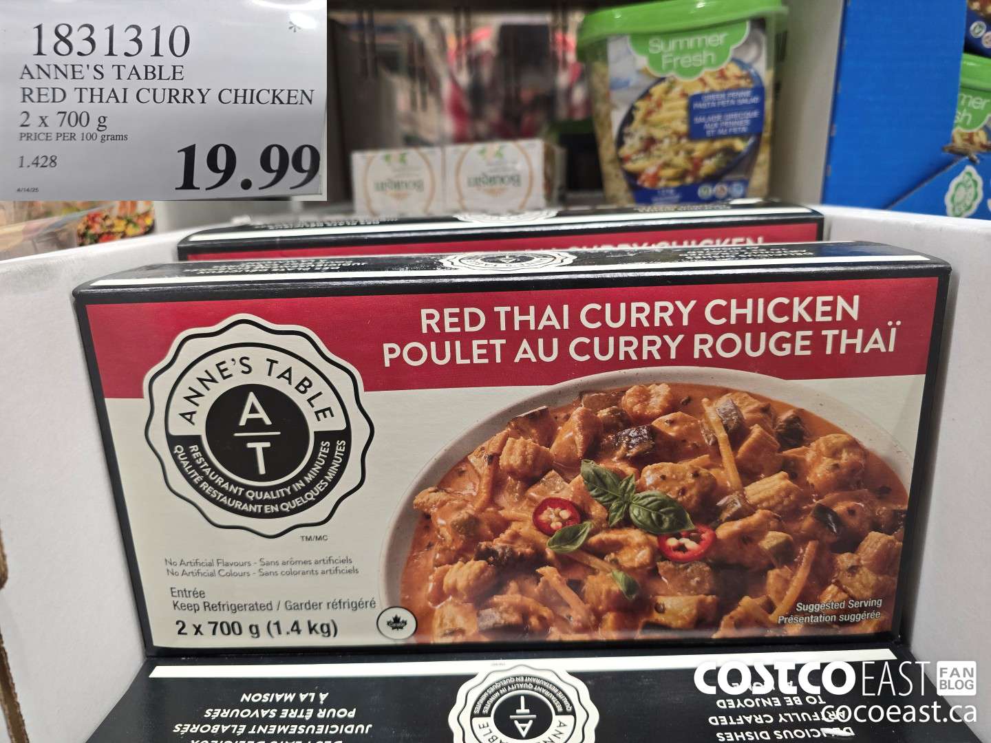 1831310 ANNE'S TABLE RED THAI CURRY CHICKEN 2 x 700 G $19.99