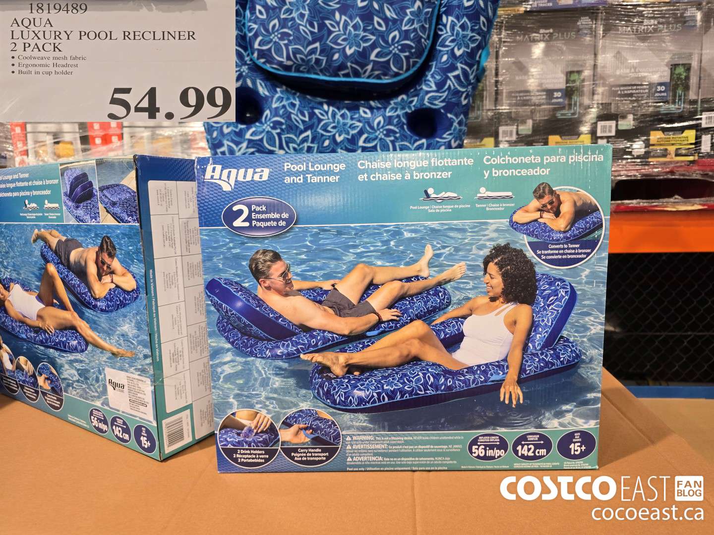 1819489 AQUA LUXURY POOL RECLINER 2 PACK $54.99