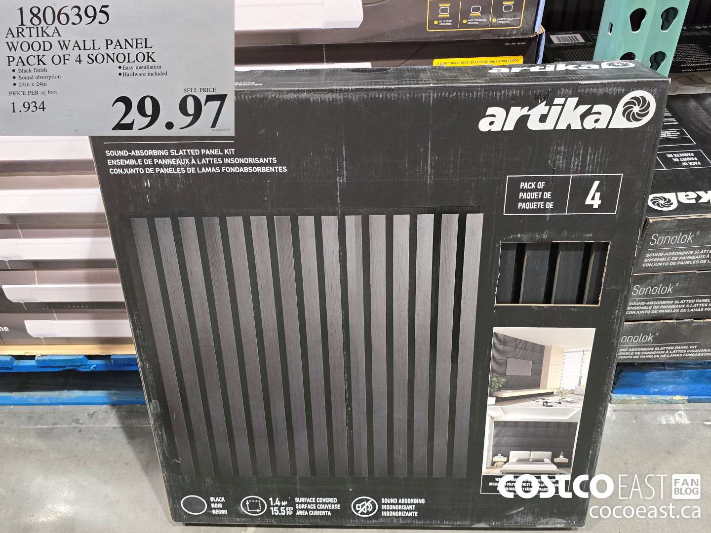 1806395 ARTIKA WOOD WALL PANEL PACK OF 4 SONOLOK $29.97