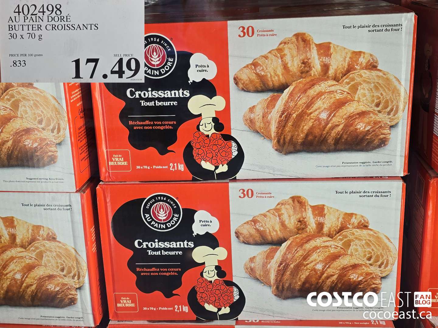 402498 AU PAIN DORE BUTTER CROISSANTS 30 X 70 G $17.49