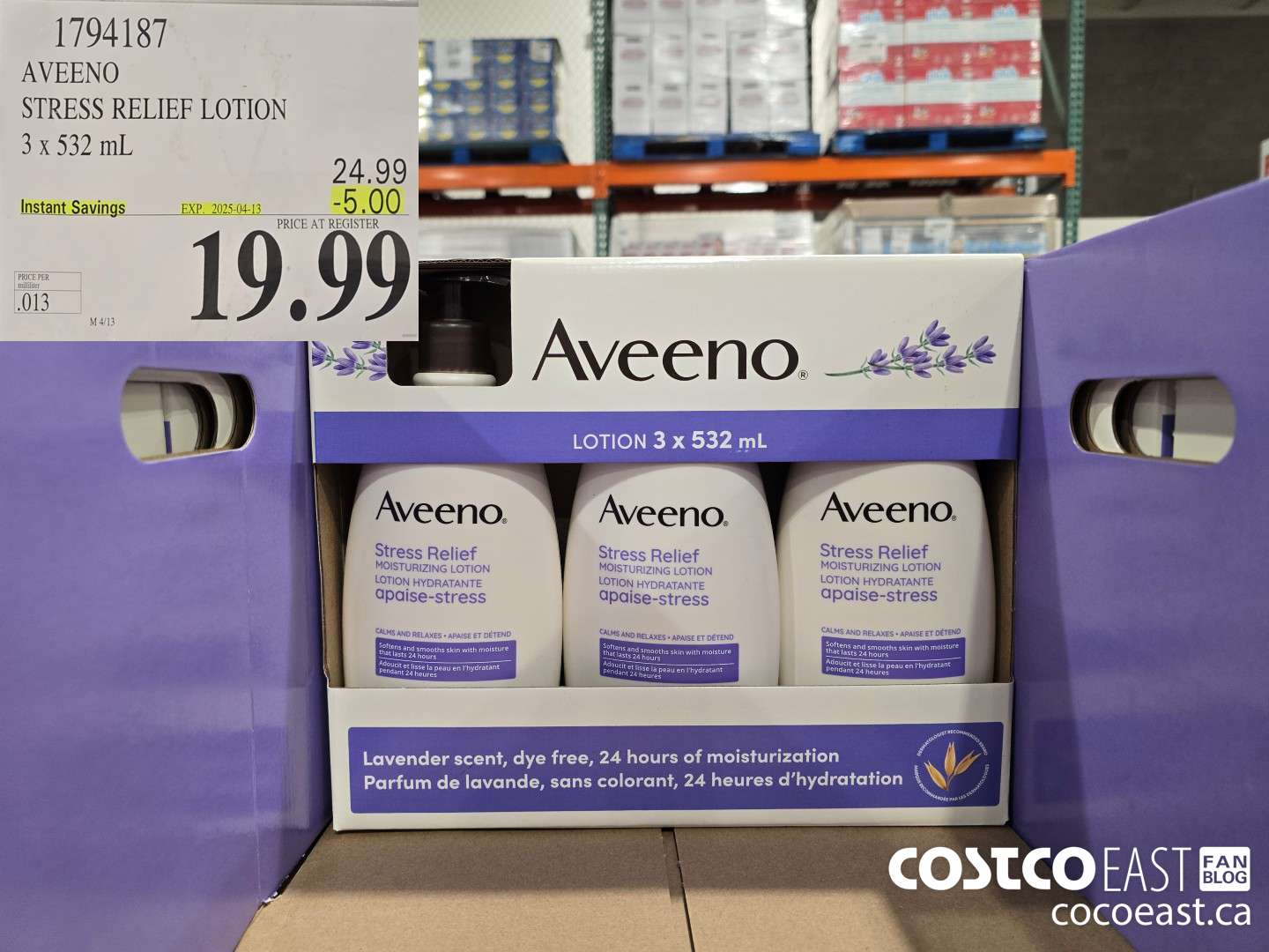 1794187 AVEENO STRESS RELIEF LOTION 3 x 522ml ($5.00 INSTANT SAVINGS EXPIRES ON 2025-04-13) $19.99