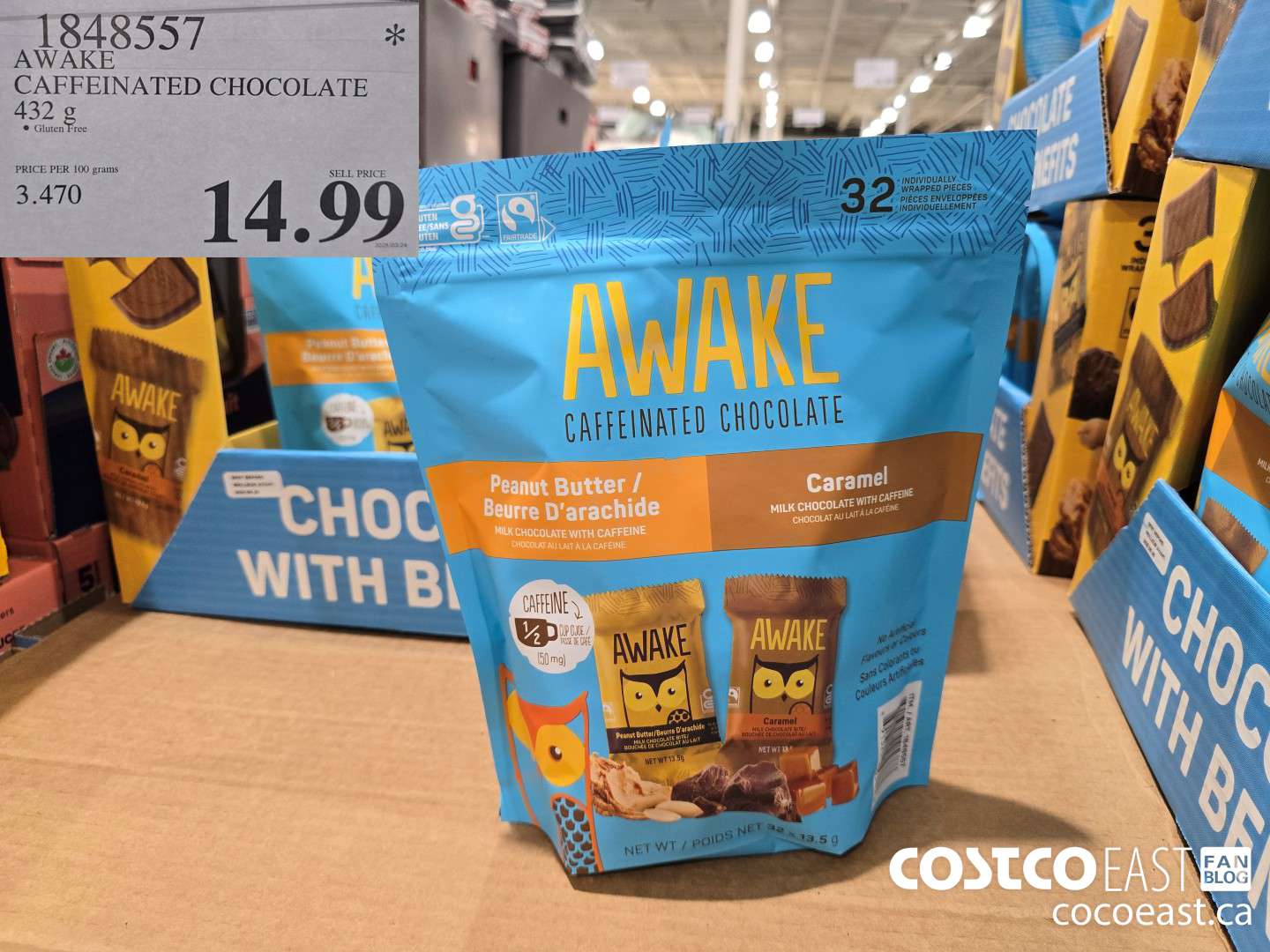 1848557 AWAKE CAFFEINATED CHOCOLATE 432 G $14.99