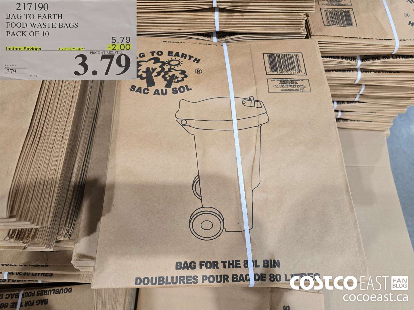 217190 BAG TO EARTH FOOD WASTE BAGS PACK OF 10 ($2.00 INSTANT SAVINGS EXPIRES ON 2025-04-27) $3.79