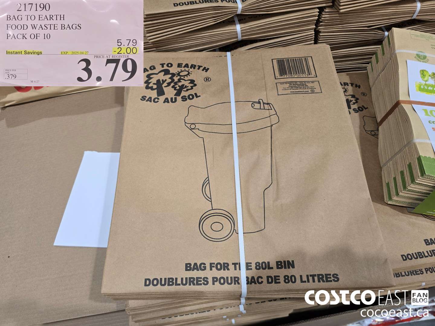 217190 BAG TO EARTH FOOD WASTE BAGS PACK OF 10 ($2.00 INSTANT SAVINGS EXPIRES ON 2025-04-27) $3.79