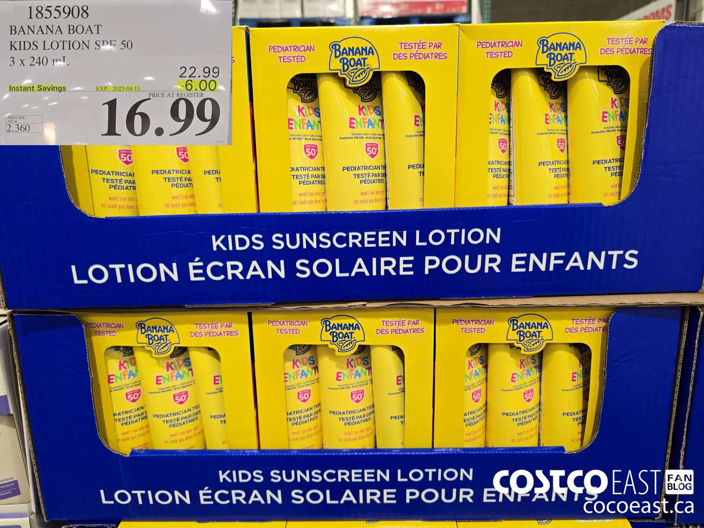 1855908 BANANA BOAT KIDS LOTION SPF 50 3 x 240 mL ($6.00 INSTANT SAVINGS EXPIRES ON 2025-04-13) $16.99