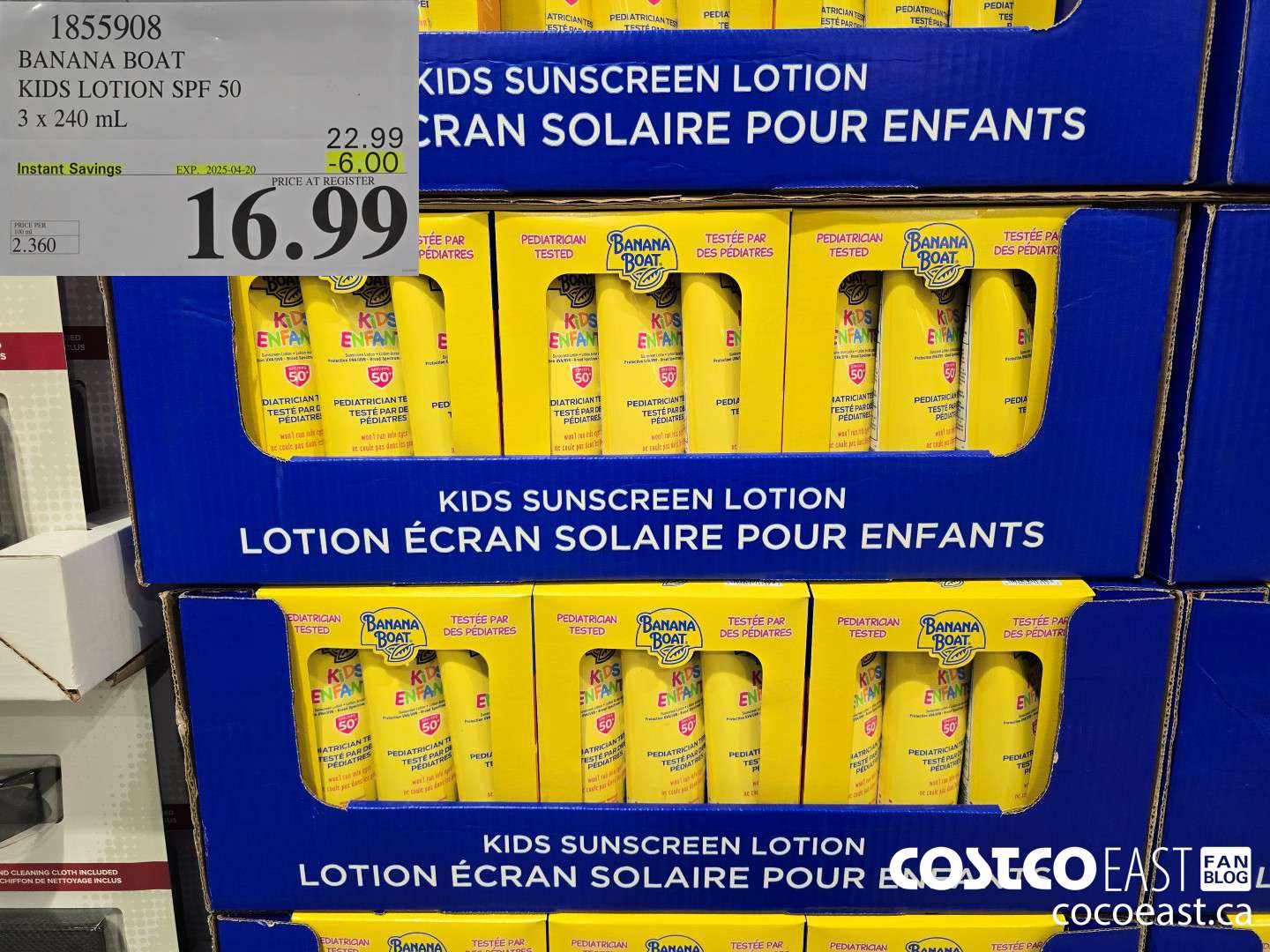 1855908 BANANA BOAT KIDS LOTION SPF 50 3 x 240 mL ($6.00 INSTANT SAVINGS EXPIRES ON 2025-04-20) $16.99