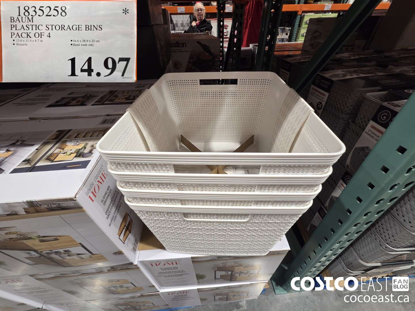 1835258 BAUM PLASTIC STORAGE BINS PACK OF 4 $14.97