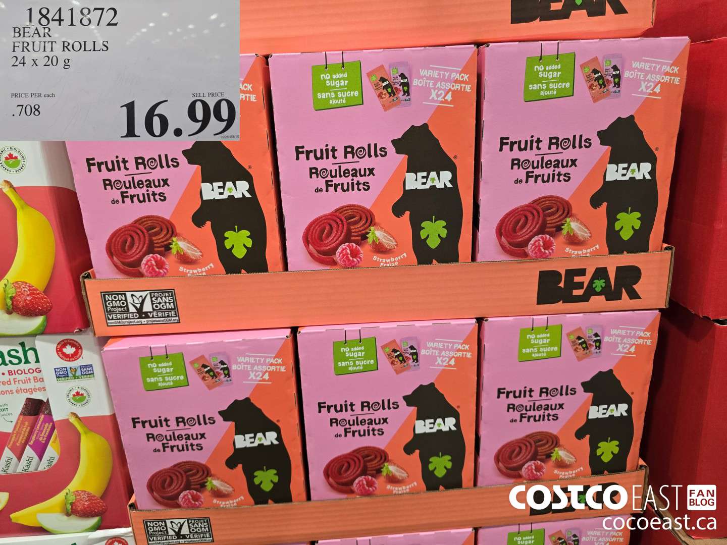 1841872 BEAR FRUIT ROLLS 24x20 g $16.99