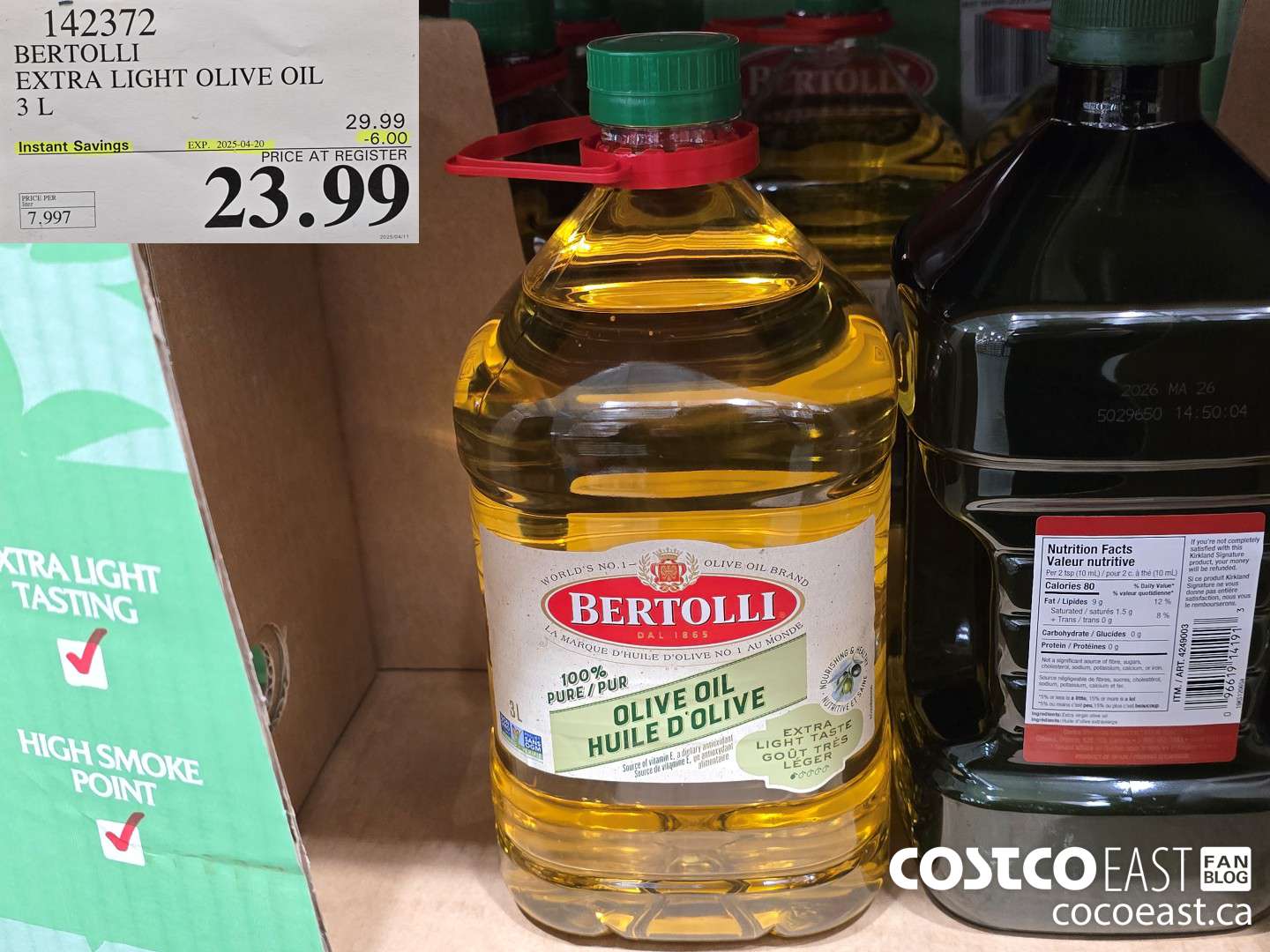 142372 BERTOLLI EXTRA LIGHT OLIVE OIL 3L ($6.00 INSTANT SAVINGS EXPIRES ON 2025-04-20) $23.99