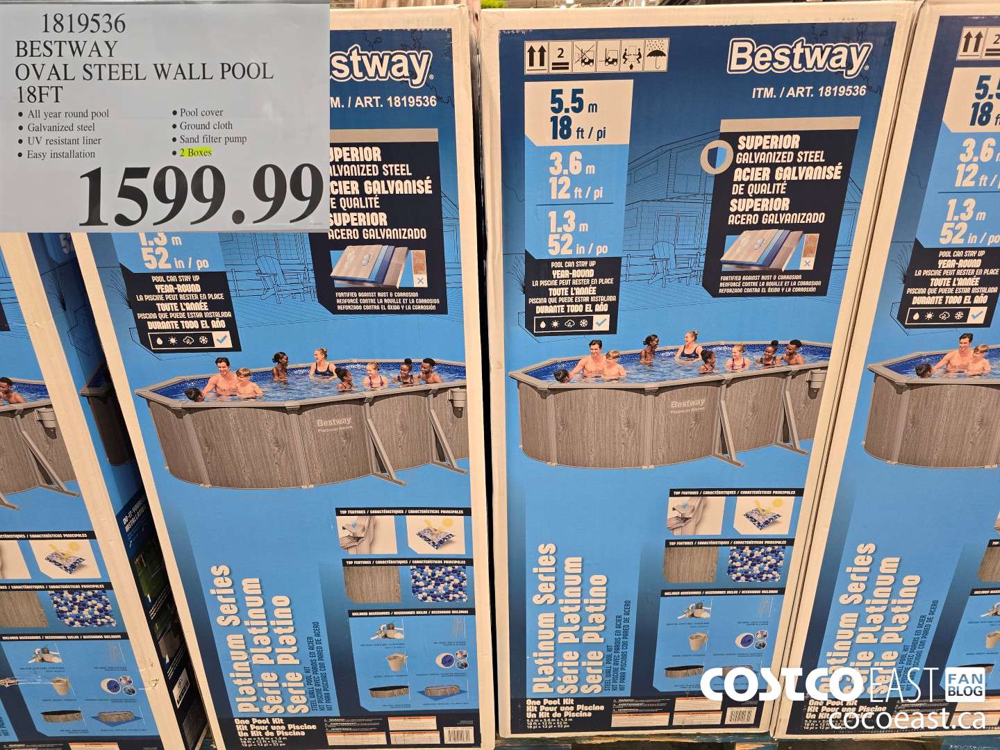 1819536 BESTWAY OVAL STEEL WALL POOL 18FT $1599.99