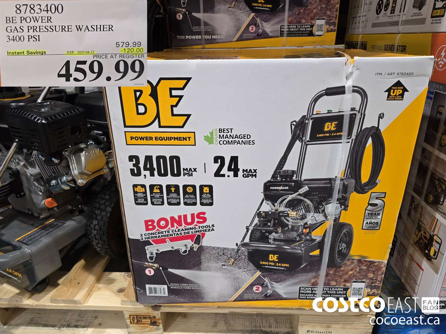 8783400 BE POWER GAS PRESSURE WASHER 3400 PSI ($120.00 INSTANT SAVINGS EXPIRES ON 2025-04-13) $459.99