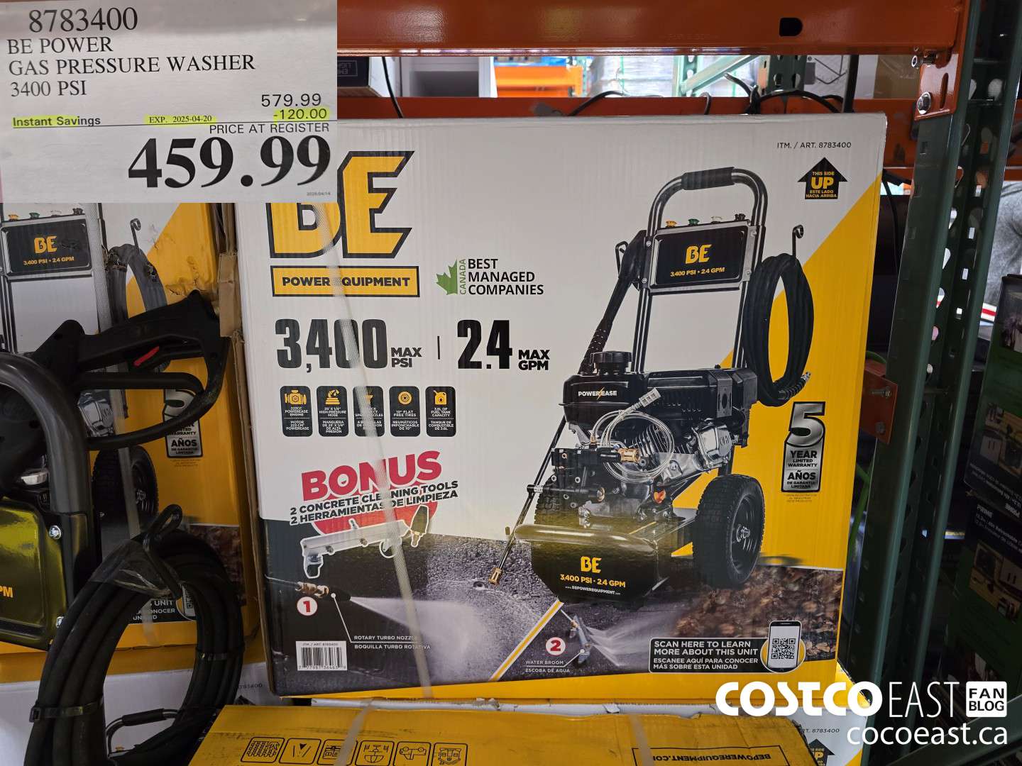8783400 BE POWER GAS PRESSURE WASHER 3400 PSI ($120.00 INSTANT SAVINGS EXPIRES ON 2025-04-20) $459.99