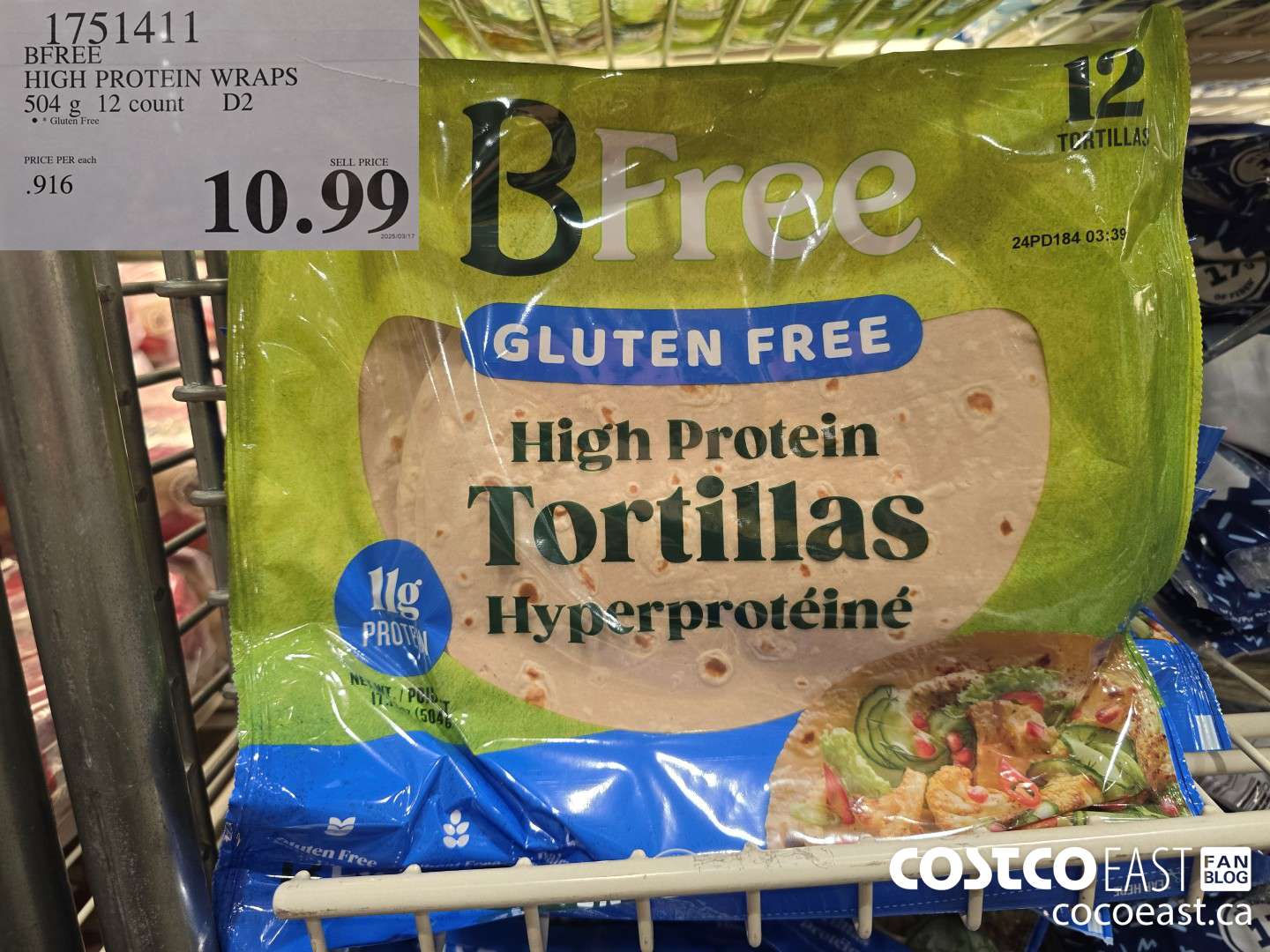 1751411 BFREE HIGH PROTEIN WRAPS 504 G 12 count $10.99