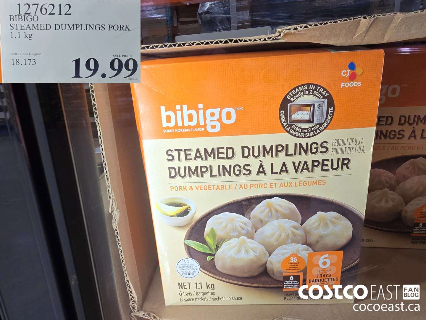 1276212 BIBIGO STEAMED DUMPLINGS PORK 1.1 KG $19.99
