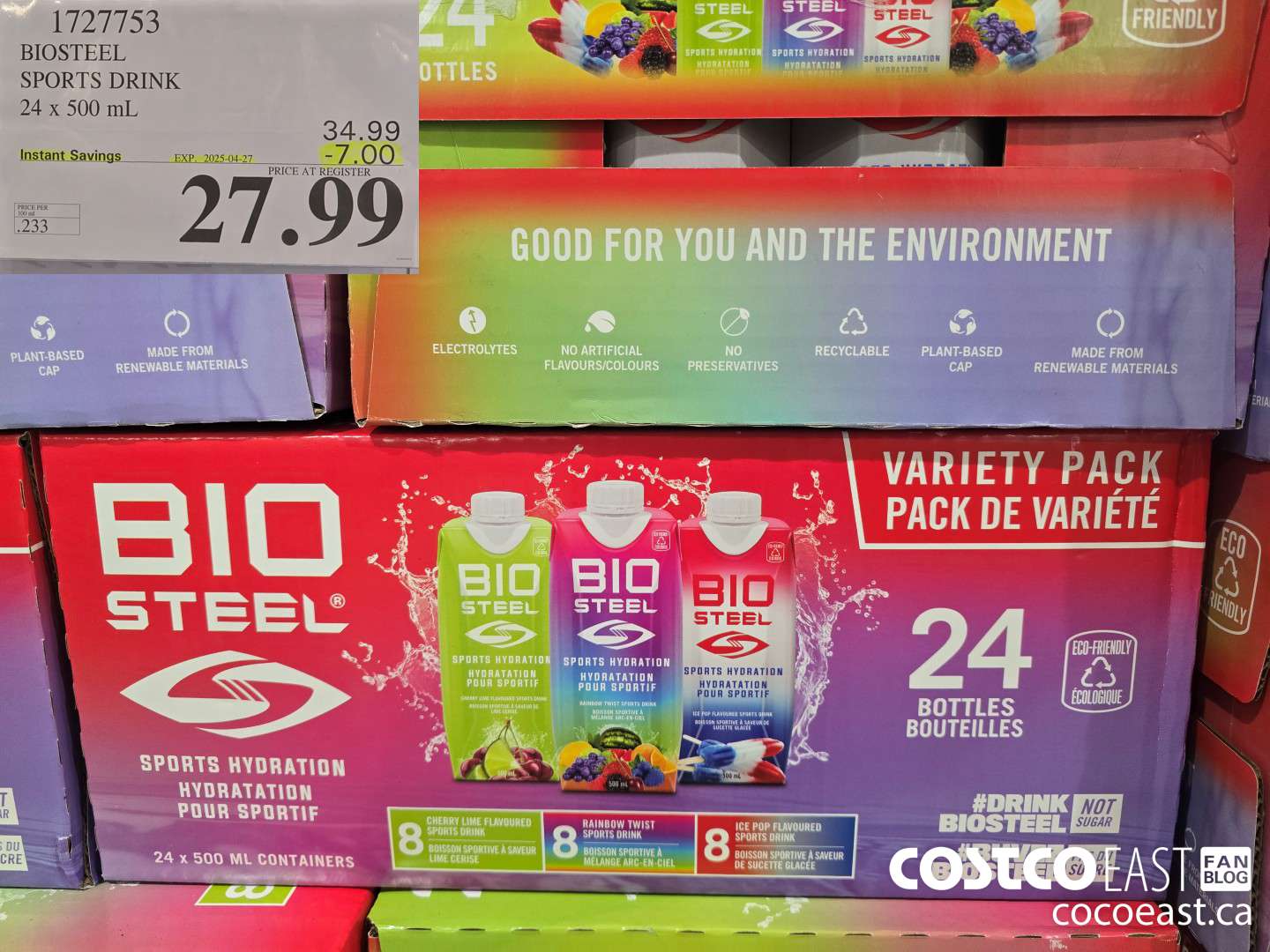 1727753 BIOSTEEL SPORTS DRINK 24 x 500 mL ($7.00 INSTANT SAVINGS EXPIRES ON 2025-04-27) $27.99