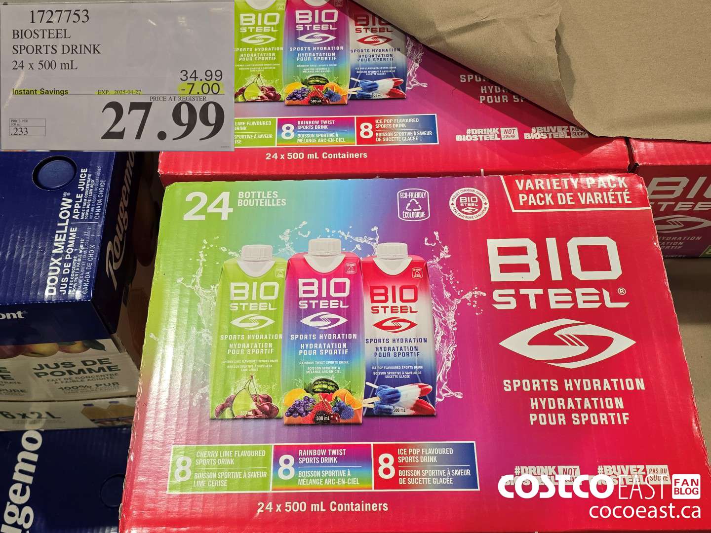 1727753 BIOSTEEL SPORTS DRINK 24 x 500 mL ($7.00 INSTANT SAVINGS EXPIRES ON 2025-04-27) $27.99