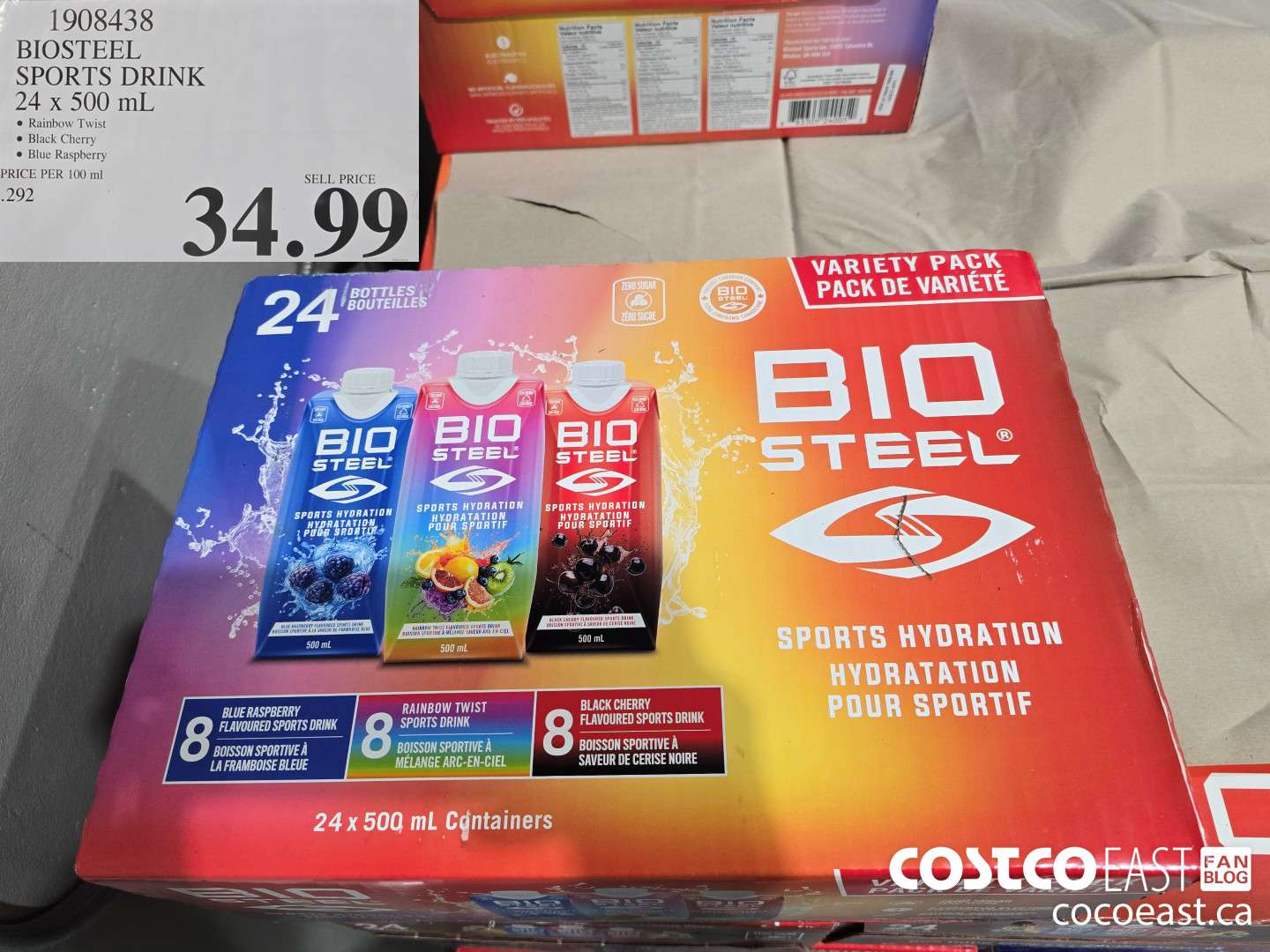 1908438 BIOSTEEL SPORTS DRINK 24 x 500 mL $34.99