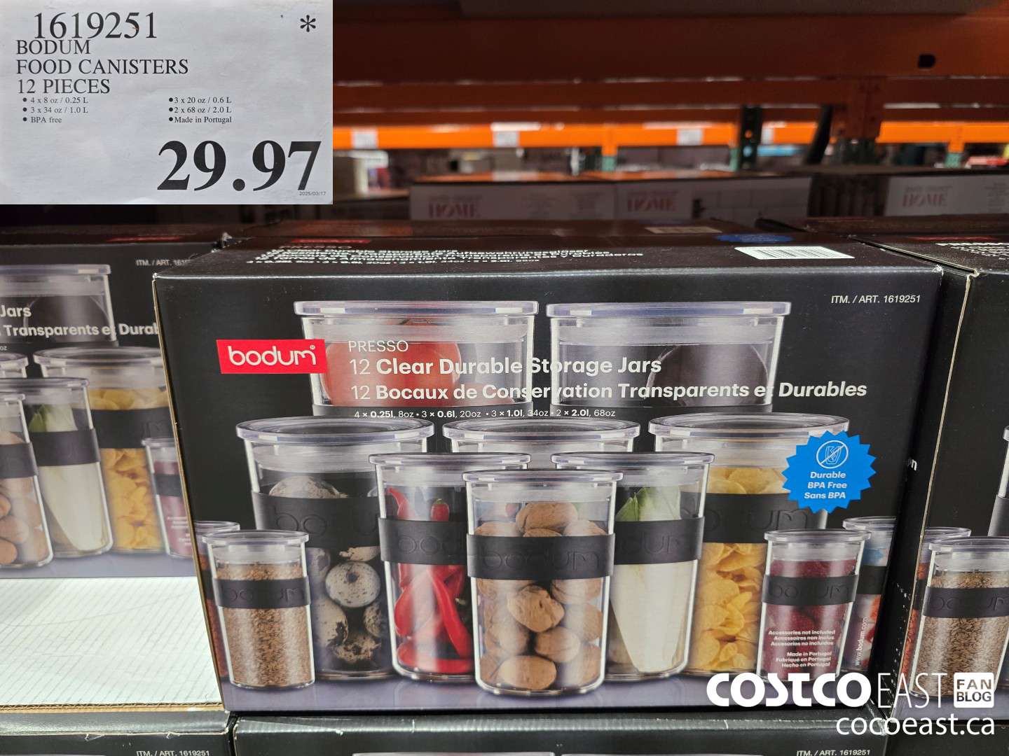 1619251 BODUM FOOD CANISTERS 12 PIECES $29.97