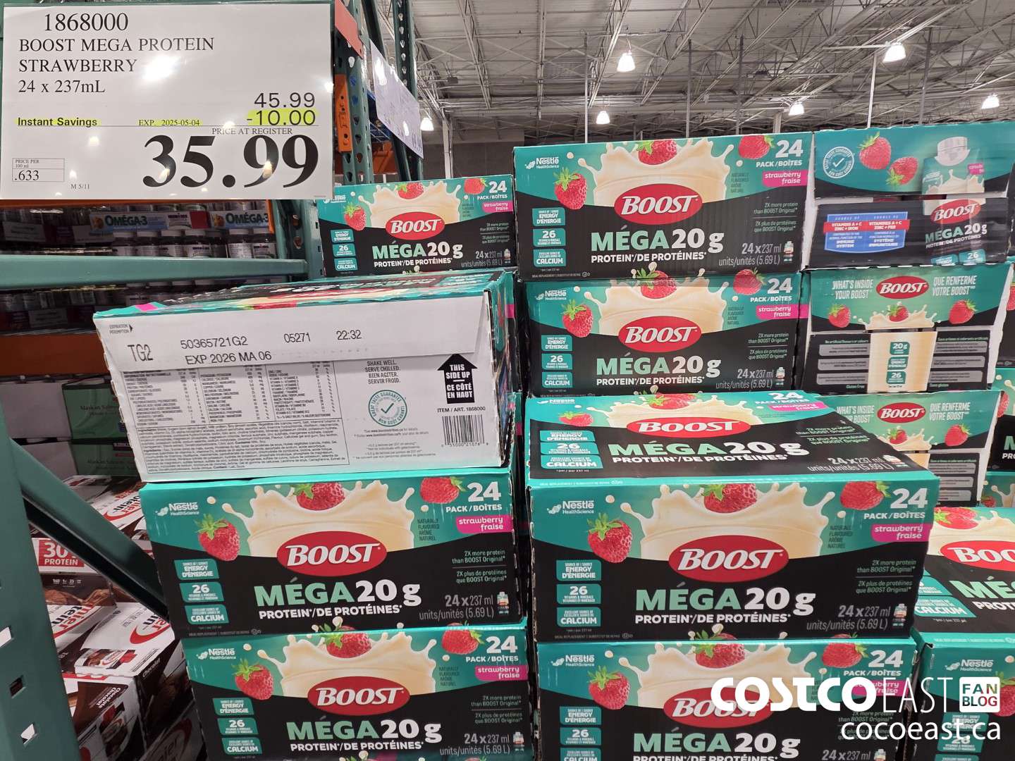 1868000 BOOST MEGA PROTEIN STRAWBERRY 24 x 237mL ($10.00 INSTANT SAVINGS EXPIRES ON 2025-05-04) $35.99