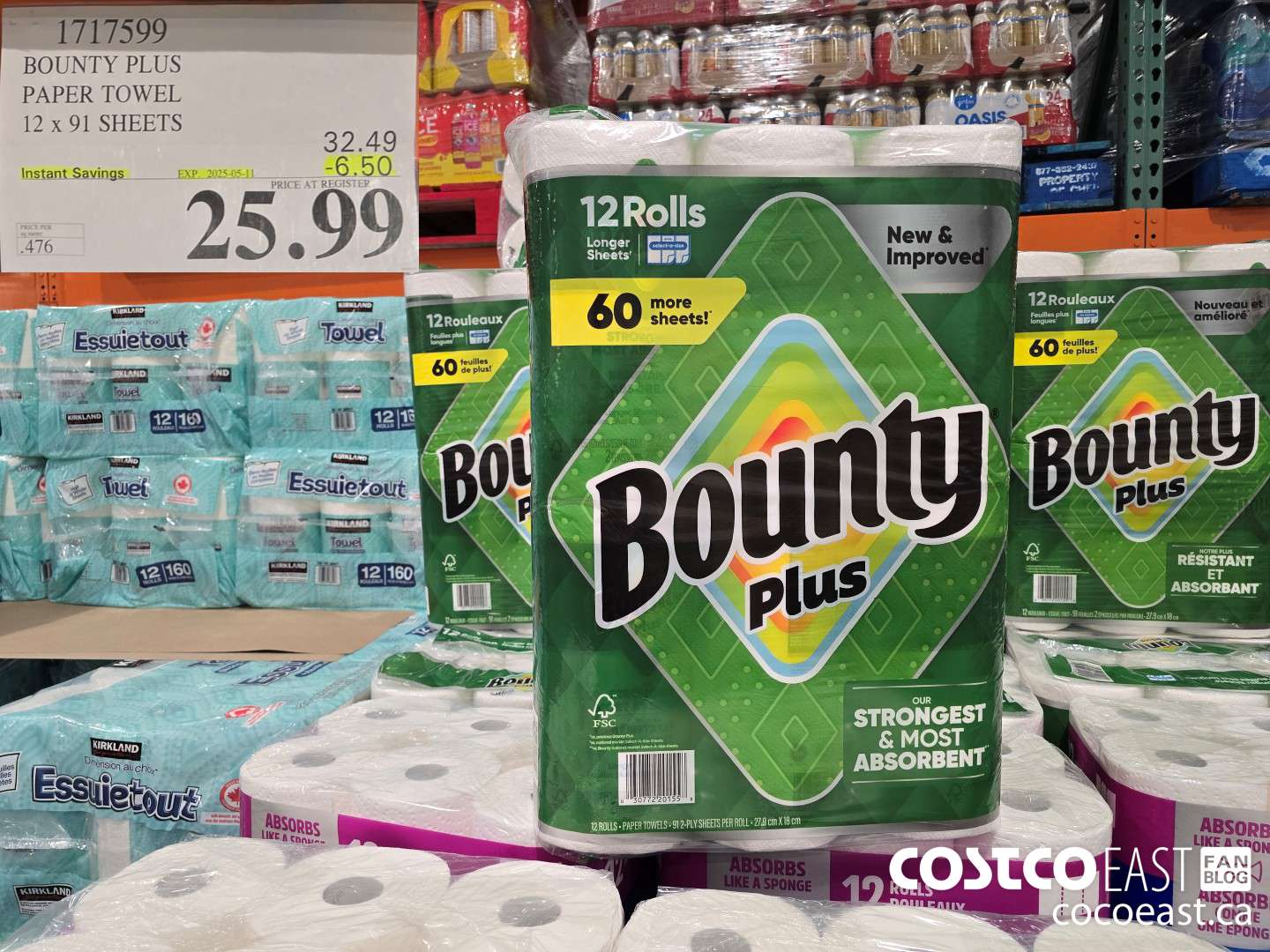 1717599 BOUNTY PLUS PAPER TOWEL 12 x 91 SHEETS ($6.50 INSTANT SAVINGS EXPIRES ON 2025-05-11) $25.99
