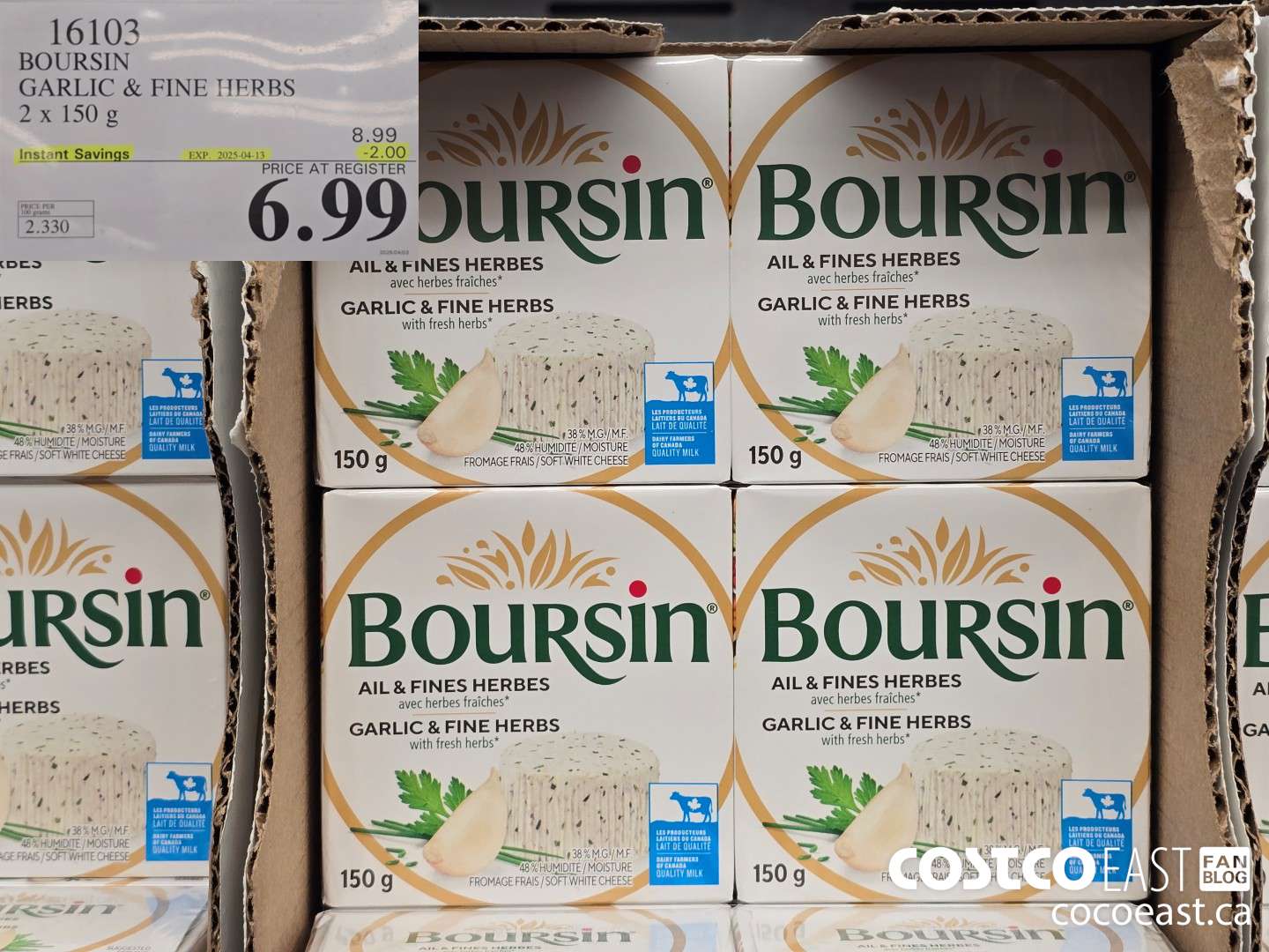 16103 BOURSIN GARLIC & FINE HERBS 2 X 150 G ($2.00 INSTANT SAVINGS EXPIRES ON 2025-04-13) $6.99