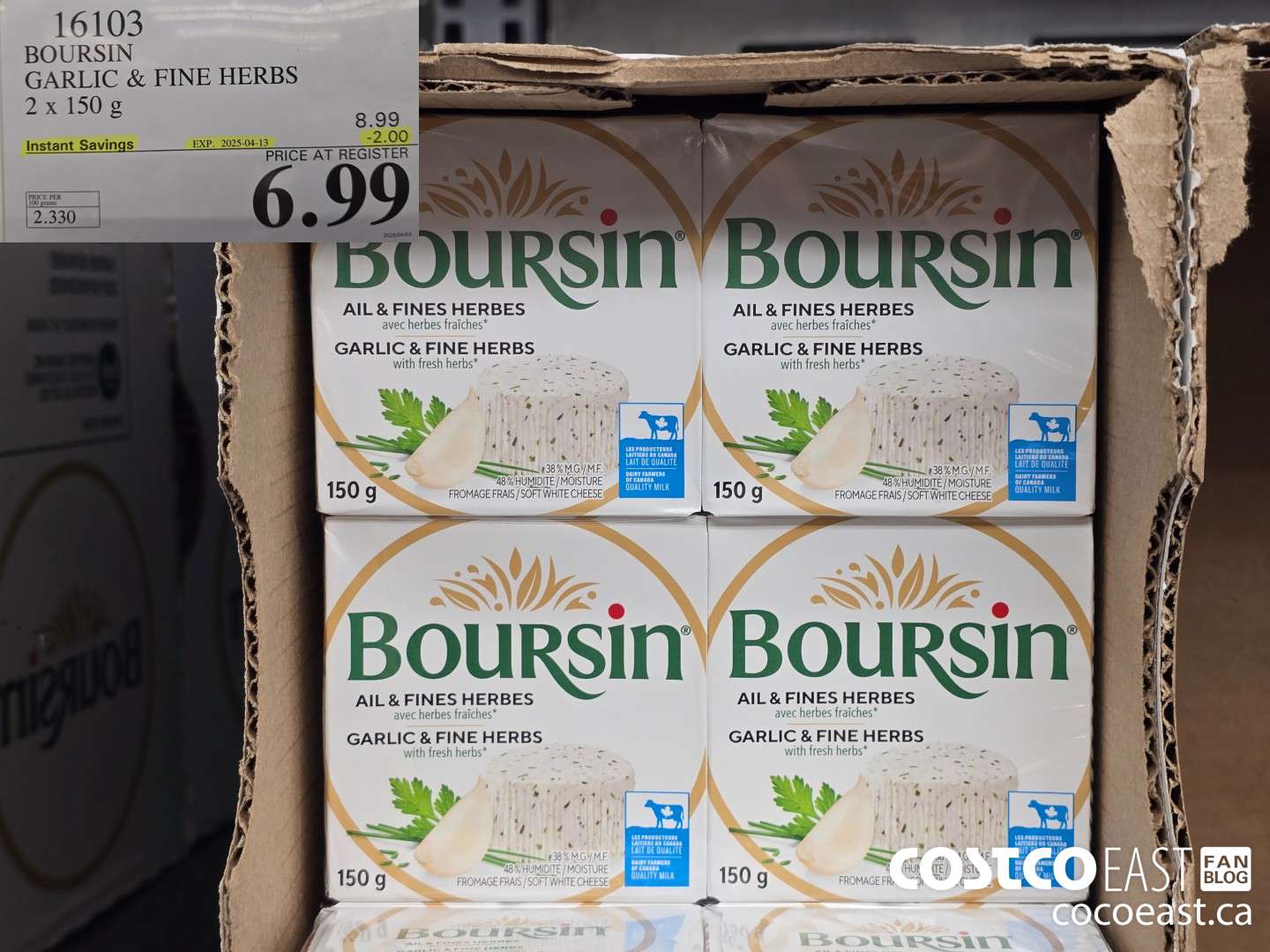 16103 BOURSIN GARLIC & FINE HERBS 2 X 150 G ($2.00 INSTANT SAVINGS EXPIRES ON 2025-04-13) $6.99